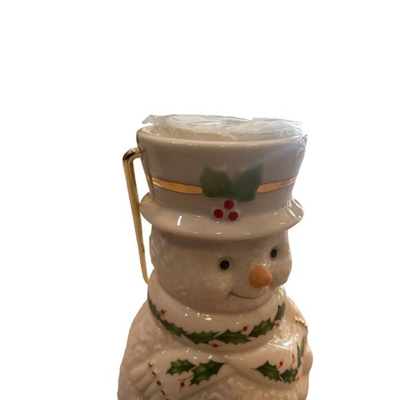 Lenox Snowman Tealight Lantern Figurine Gold Trim Handle Christmas Decorate - Picture 3 of 10